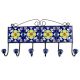 Ceramic Floral Tile Hook in Navy Blue